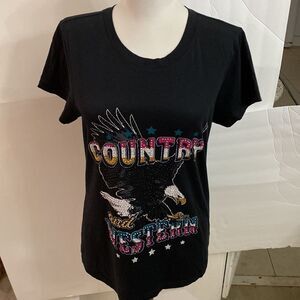 Black Country and western eagle black white beads 60 cotton 40 polyester new